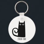 Black Cat Funny Feed Me Keychain<br><div class="desc">A cute black cat with text saying Feed Me.  Perfect for your spare keys to leave your pet sitter or cat feeder.</div>