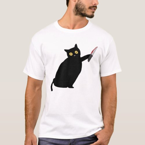 Black Cat Funny Killer Cat T_Shirt