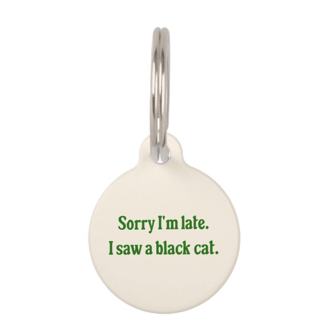 Black Cat Funny Pet ID Tag (Front)