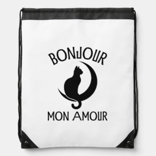 Black Cat Funny Saying Cat Quote Drawstring Bag