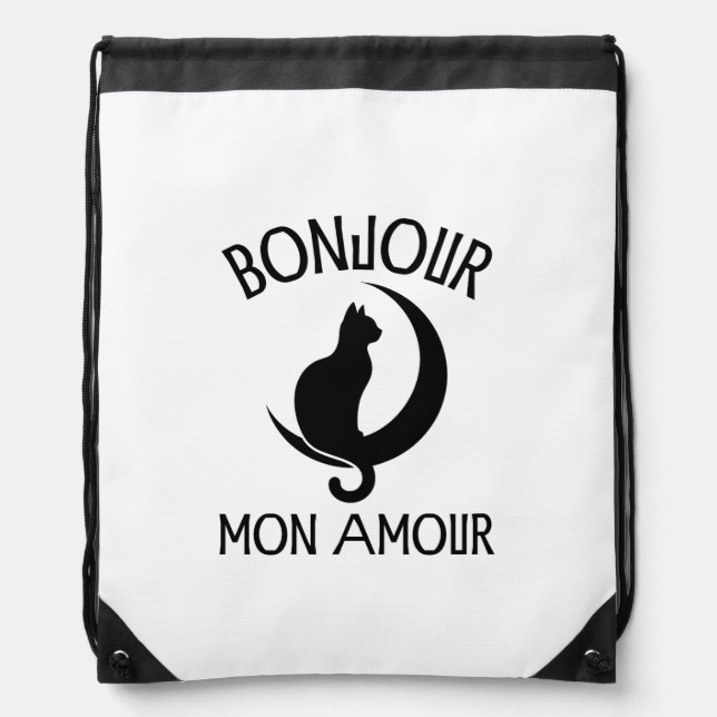 Black Cat Funny Saying Cat Quote Drawstring Bag (Front)