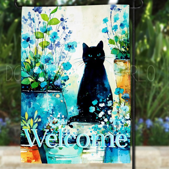 Black Cat Garden Flag, Modern Abstract Garden Flag (Creator Uploaded)