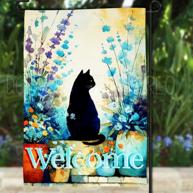 Black Cat Garden Flag, Modern Abstract Garden Flag (Creator Uploaded)