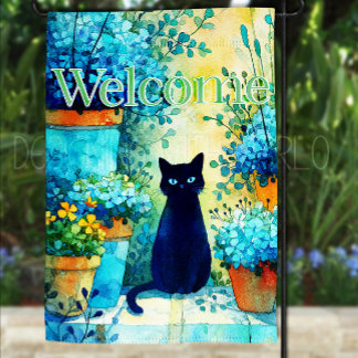 Black Cat Garden Flag, Modern Abstract Garden Flag
