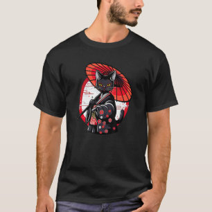Black Cat Geisha Funny Pet Kimono T-Shirt