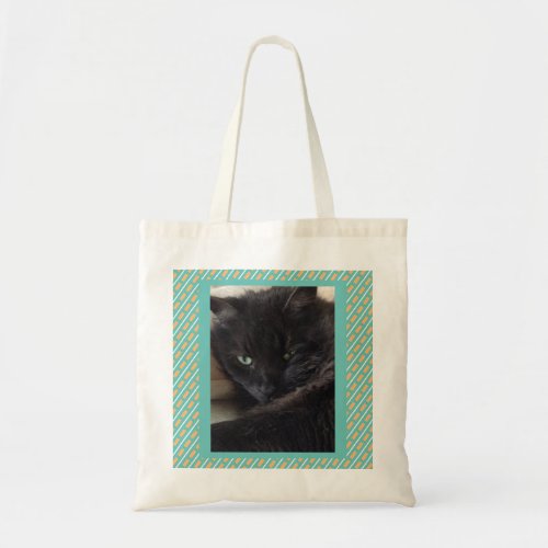 Black Cat Geometric Design Tote Bag