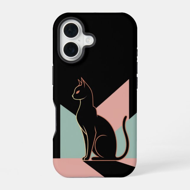 Black Cat Geometric  Iphone Case (Back)