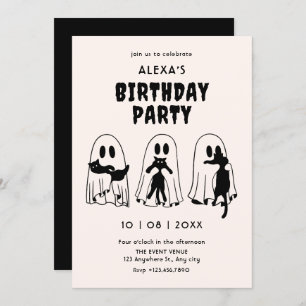 black Cat ghost birthday Invitation