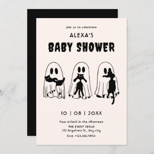 black Cat ghost funny baby shower Invitation