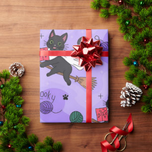 Black Cat Ghost Pattern – Cute Cats in Costumes Wrapping Paper
