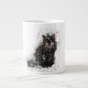 Black cat giant coffee mug