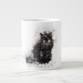 Black cat giant coffee mug