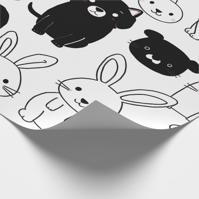Black Cat Gift Wrapping Paper  (Corner)