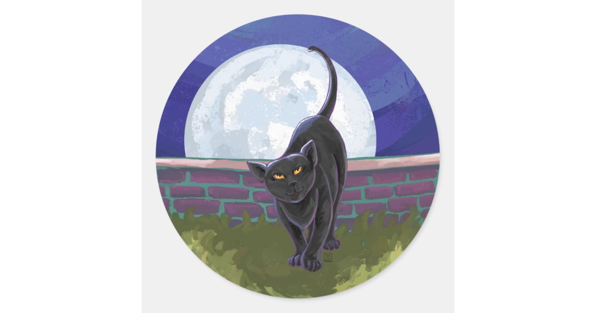 Black Cat Gifts & Accessories Classic Round Sticker | Zazzle