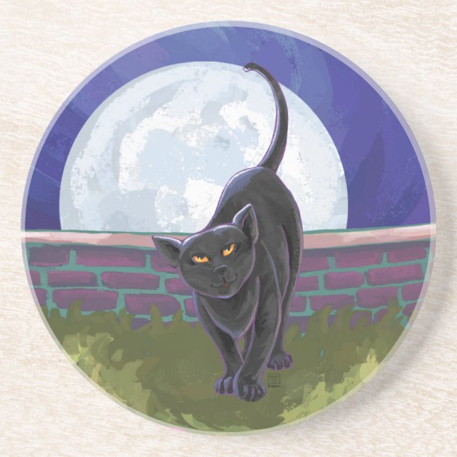 Black Cat Gifts & Accessories Sandstone Coaster (Front)