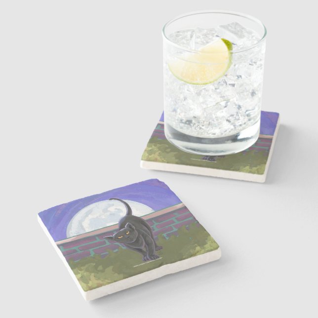 Black Cat Gifts & Accessories Stone Coaster (Side)