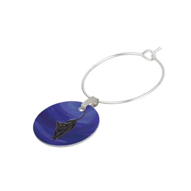 Black Cat Gifts & Accessories Wine Glass Charm (Side)