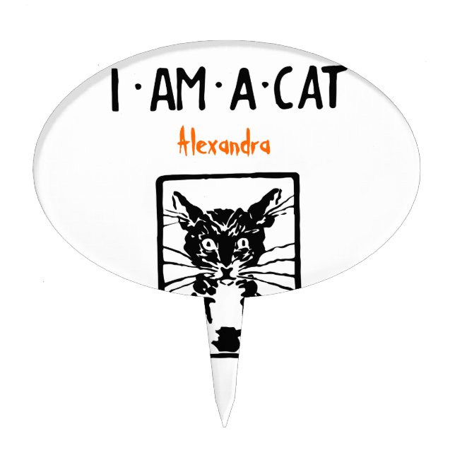 Black Cat Gifts Cake Topper (Front)