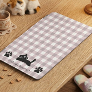 Black Cat Gingham Tablet Case