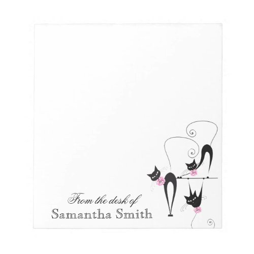 Black cat girly pink name PERSONALIZE Notepad