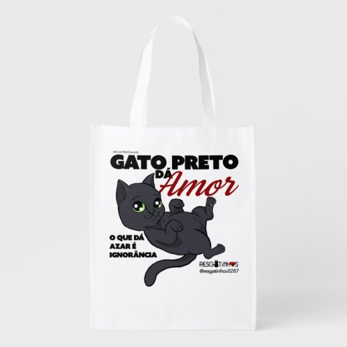 Black Cat Gives Love Grocery Bag