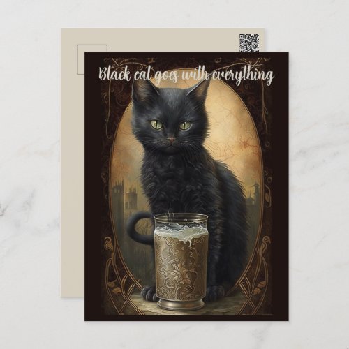 Black Cat Goes With Everything Personalized Postcard