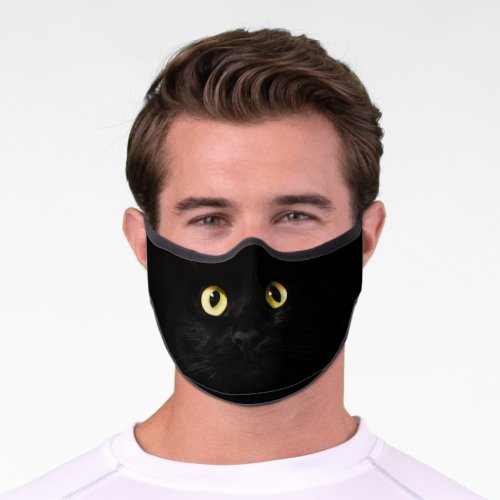 Black Cat Gold Eyes Premium Face Mask