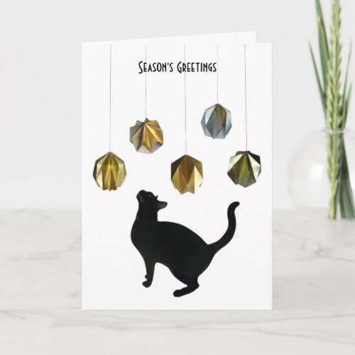 Black Cat Gold Paper Balls Card