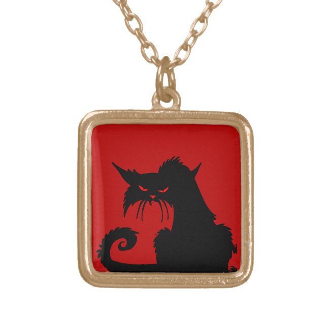 Black Cat Gold Plated Necklace (Front)