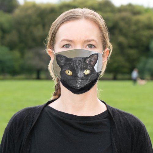 Black Cat Golden Eyes Adult Cloth Face Mask