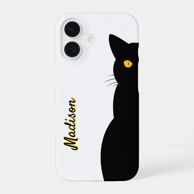 BLACK CAT Golden Eyes Customizable iPhone Case (Back)