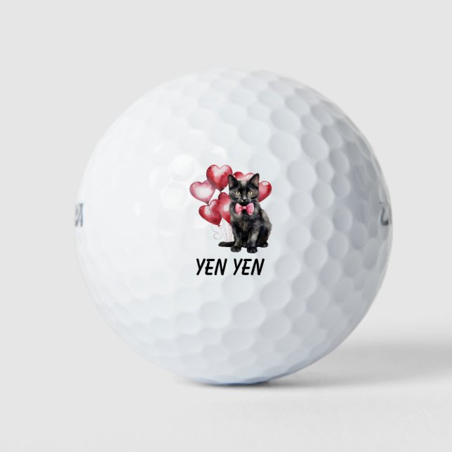 Black Cat Golf Balls – Purrfect for Golf Lovers (Front)