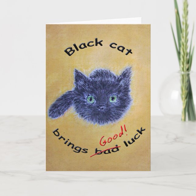 Black cat good luck card (Front)