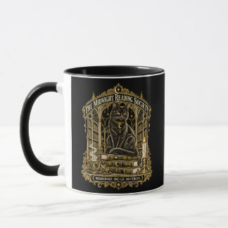 Black Cat Gothic Gold Midnight Reading Society Mug