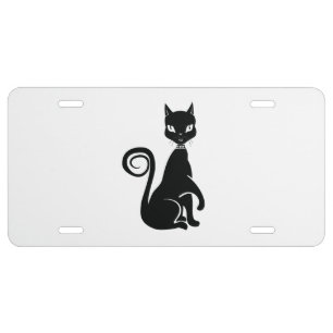Black cat gothic license plate
