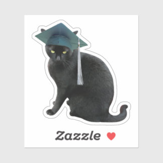 Black Cat Grad Sticker