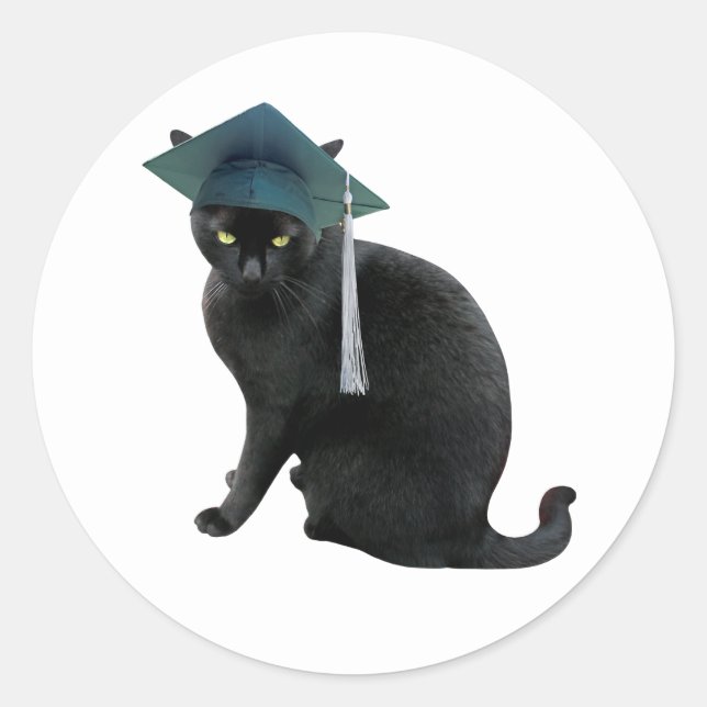 Black Cat Graduation Sticker (Front)