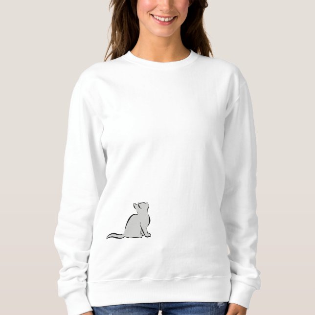 Black cat, gray fill sweatshirt (Front)