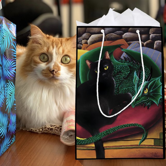 Black Cat Green Dragon Medium Gift Bag (Creator Uploaded)