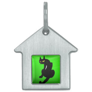 BLACK CAT ,Green Emerald Pet Tag