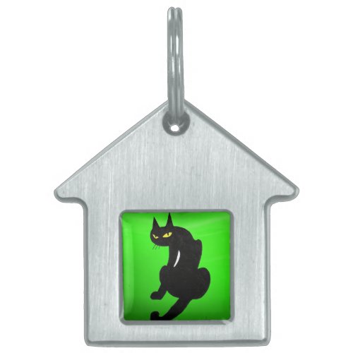 BLACK CAT  Green Emerald Pet Tag