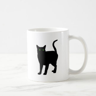 Black Cat Green Eyes Coffee Mug