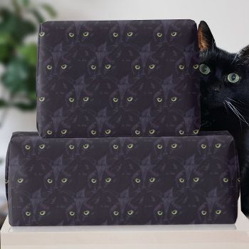 Black Cat Green Eyes Pattern Pet Birthday Wrapping Paper by blackcatlove at Zazzle
