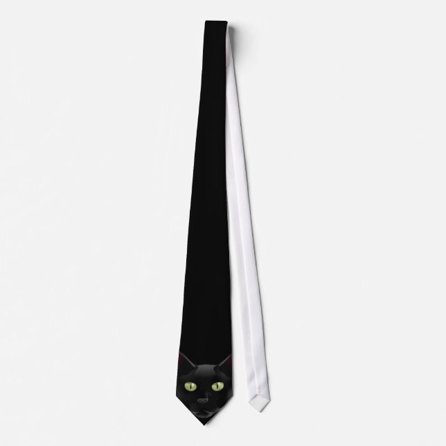 Black Cat Green Eyes Tie (Front)