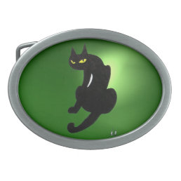 BLACK CAT green Oval Belt Buckle