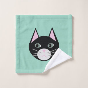 Black Cat Green Wash Cloth