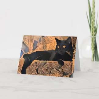 Black Cat Greeting Card, Greek Inspired, Blank Card