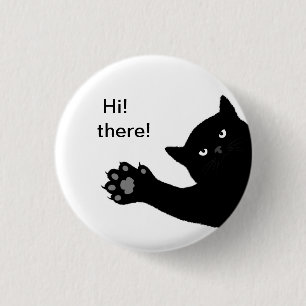 Black Cat Greeting Small Can Badge 3.175cm Round C Button