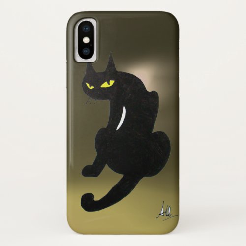 BLACK CAT grey iPhone XS Case