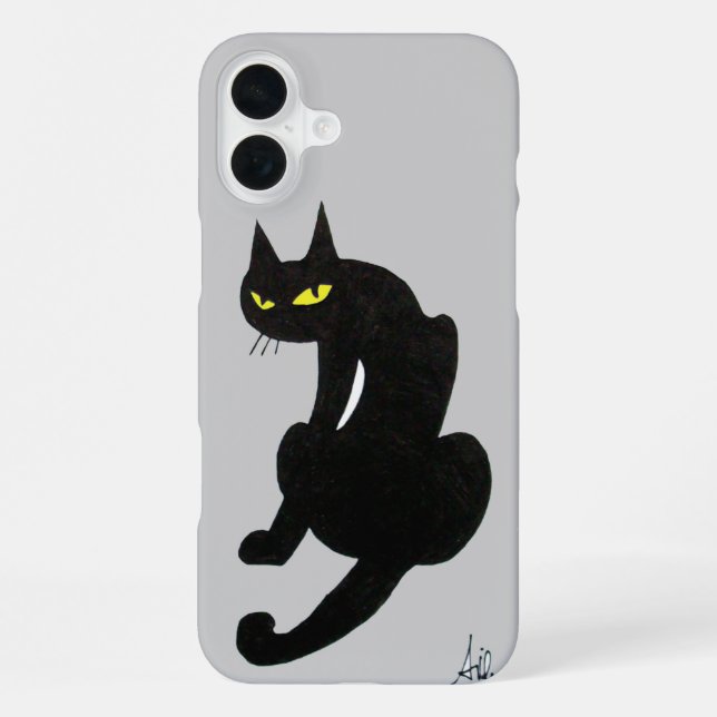 BLACK CAT grey Iphone Case (Back)